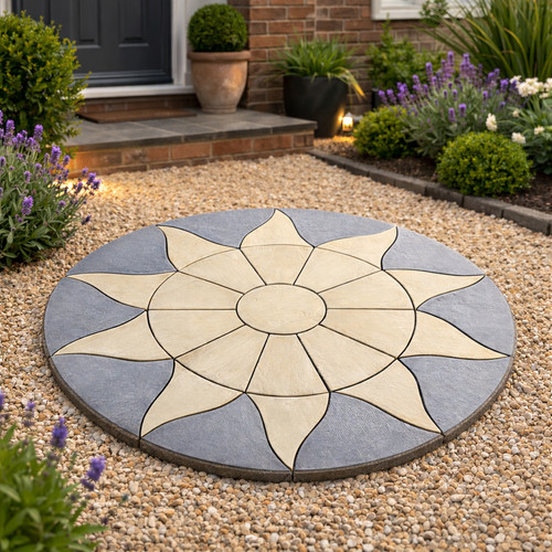 Paving sun circle slabs stones - paving,