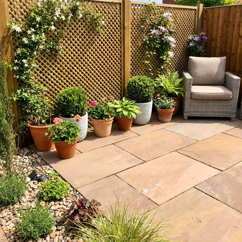 Autumn brown patio paving - |,