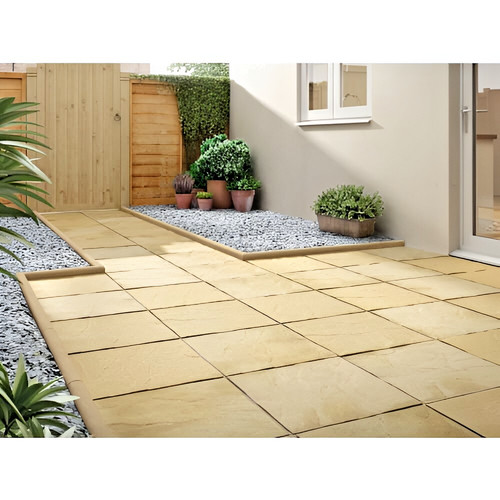 Riven buff concrete paving - buff,