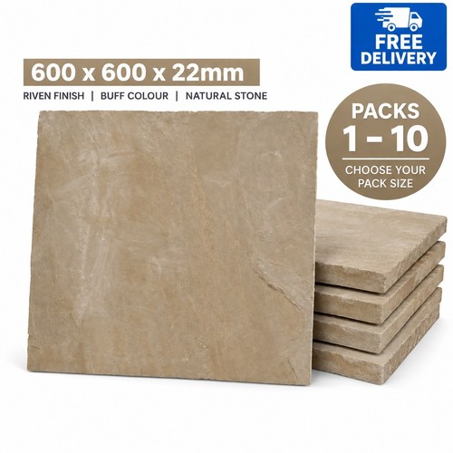 Indian sandstone buff paving - buff,