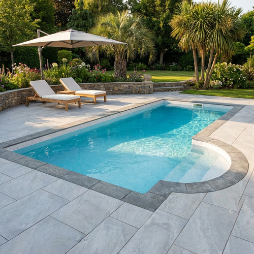 Light grey porcelain patio - porcelain,